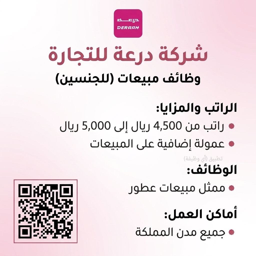 (🔴) توظيف فوري – براتب يصل ٥,٠٠٠ ريال لدى (شركة درعة):⭐️ العمل في (جميع مدن المملكة) […]