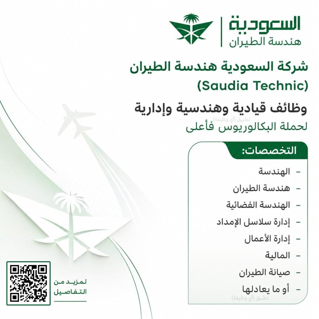(🔴) شركة السعودية هندسة الطيران (Saudia Technic) تعلن وظائف لحملة البكالوريوس فأعلى:▪ […]