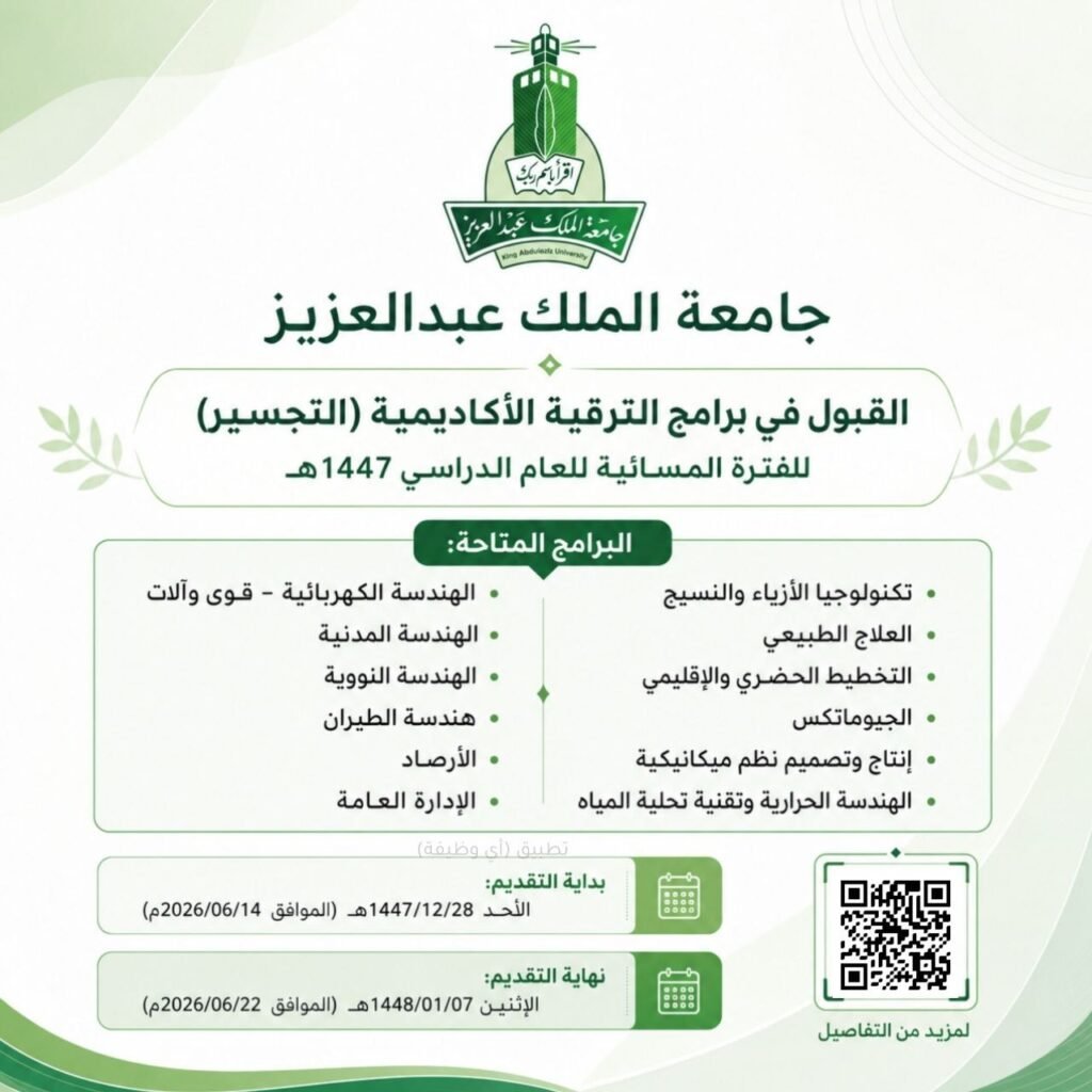 (🔴) بدأ التقديم الآن ✅ جامعة الملك عبدالعزيز تعلن فتح باب القبول في برامج الترقية ال […]