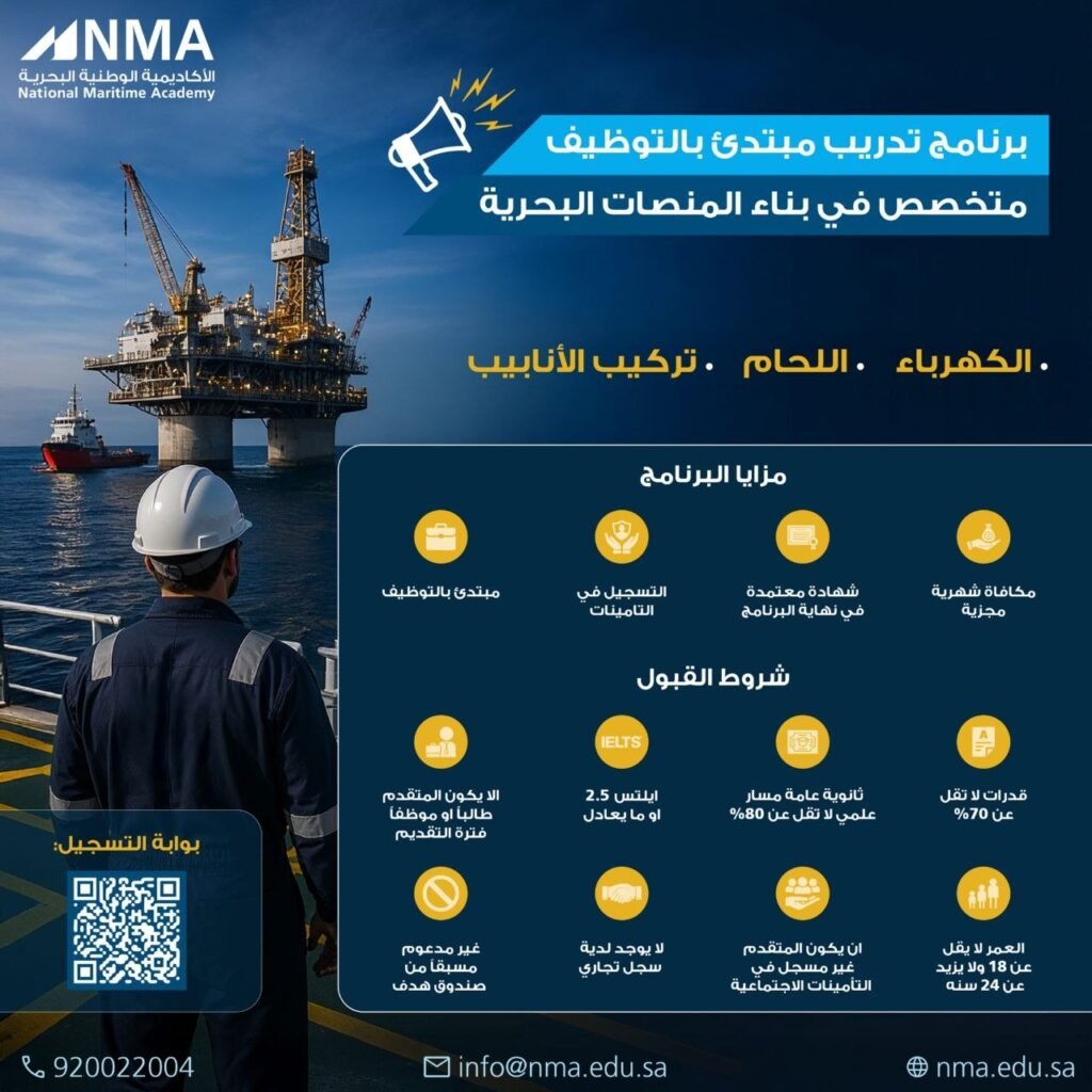(🔴) عاجل (يتم تدريبك وتوظيفك) الأكاديمية الوطنية البحرية تعلن برنامج (تدريب مبتدئ بال […]