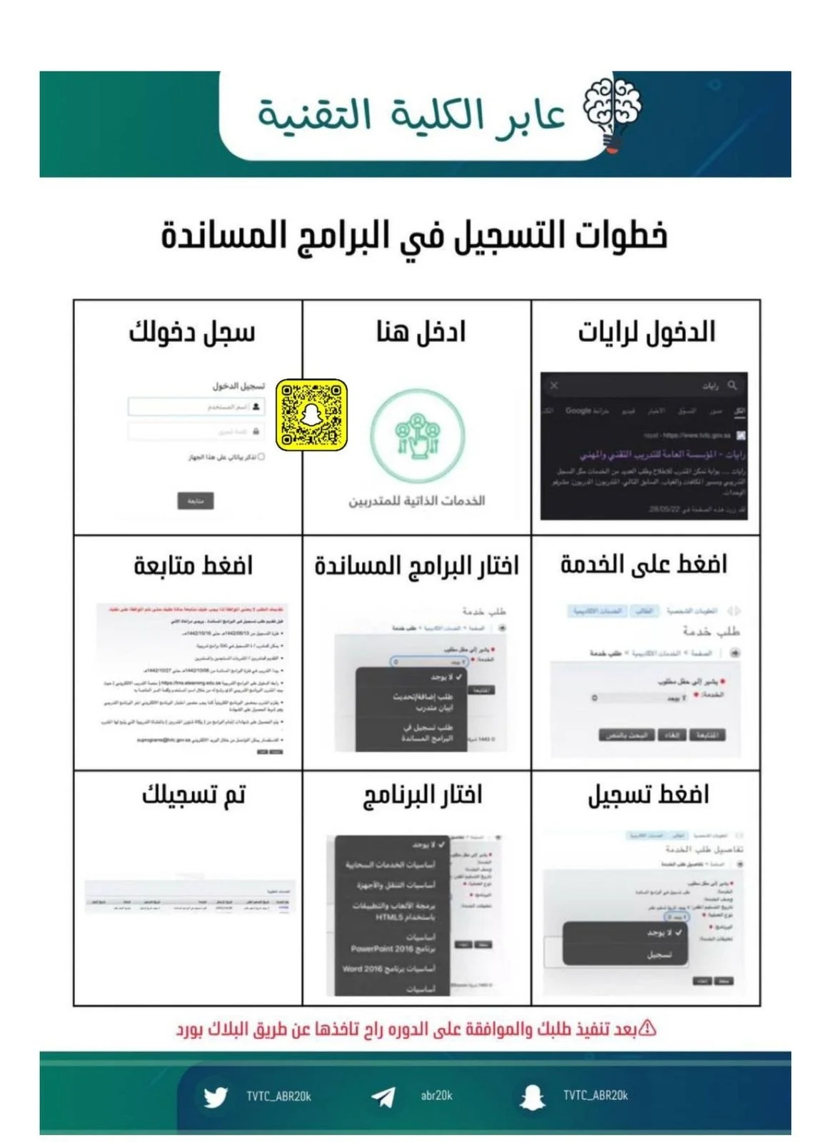 خطوات التسجيل في البرامج المساندة