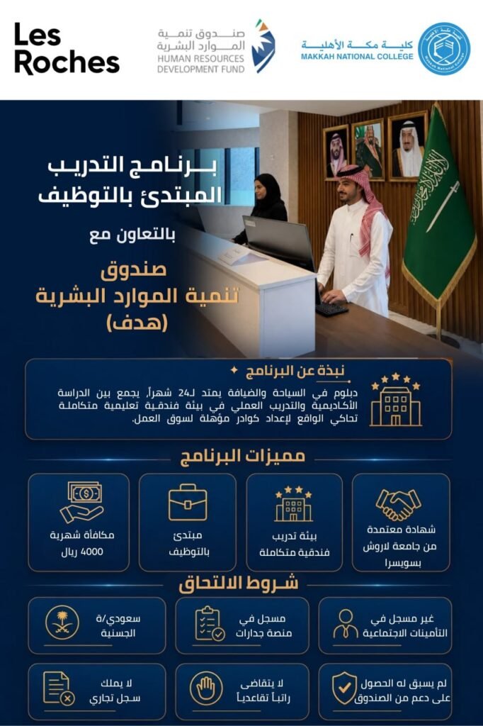 (🔴) هام | كلية مكة الأهلية تعلن (دبلوم مبتدئ بالتوظيف) في مجال السياحة والضيافة:▪️ با […]