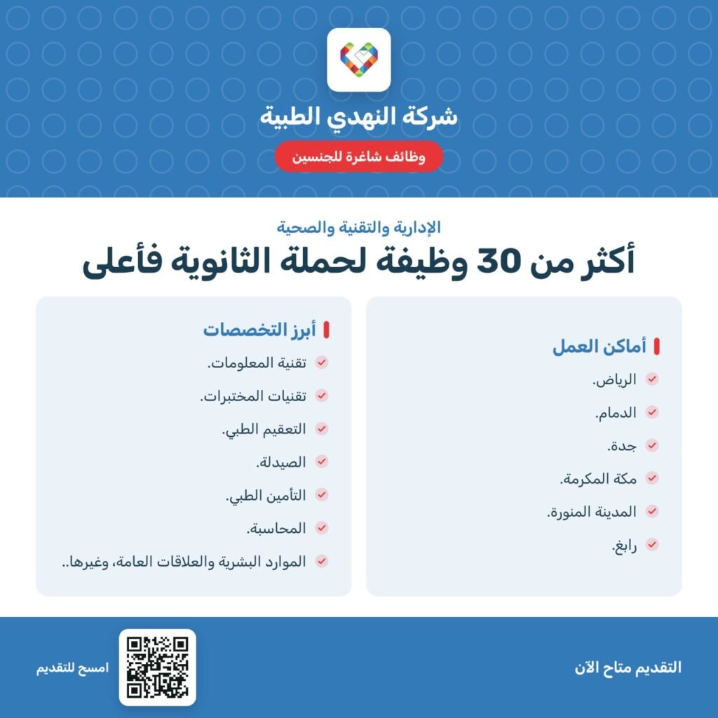🔴 | وظائف – شركة النهدي الطبية تعلن أكثر من 30 وظيفة (للثانوية فأعلى) في 6 مدن بالممل […]