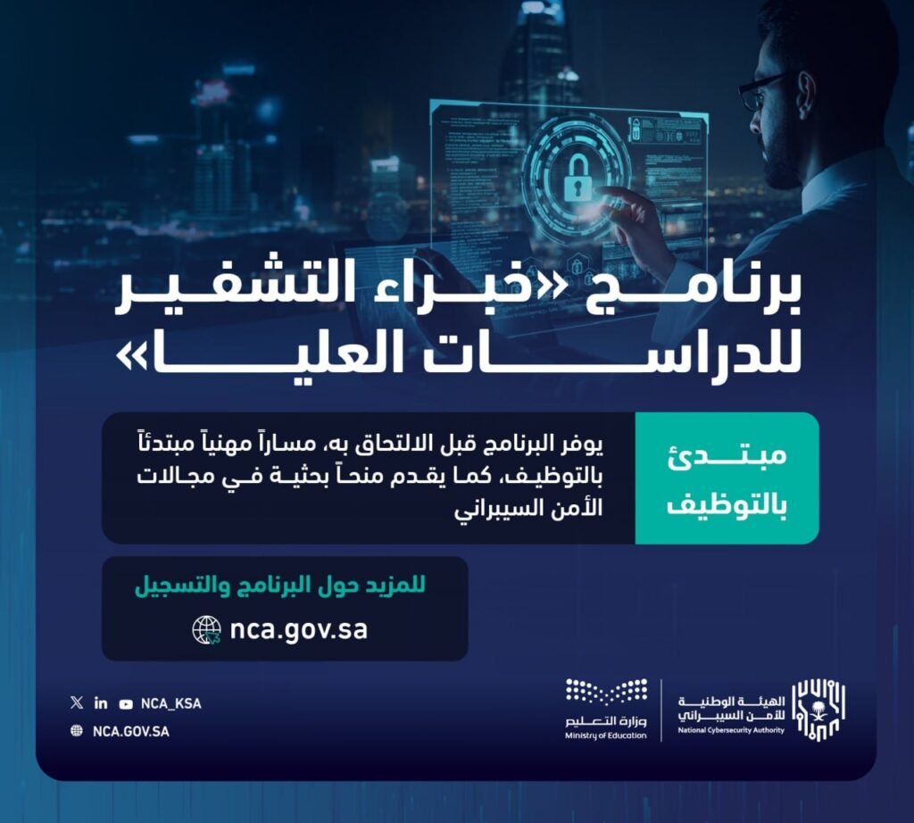🚨 وزارة التعليم والهيئة الوطنية للأمن السيبراني تطلق برنامج خبراء التشفير للدراسات ال […]